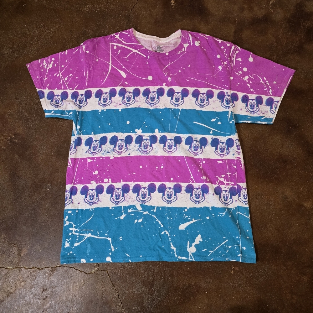 Disney Pink and Blue Mickey Mouse Short Sleeve Tee